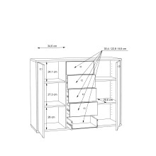 Kommode >Tembi< in Sonoma-Eiche - 108,8x85,5x34,8cm (BxHxT)