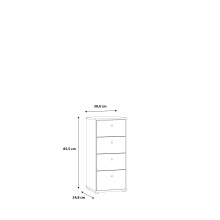 Kommode >Tembi< in Weiß - 38.6x85.5x34.8cm (BxHxT)
