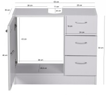 Waschbeckenunterschrank in Weiß - 63x30x54cm (LxBxH)