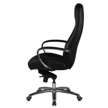 Bürostuhl in Schwarz aus Echtes Leder - 70x68x130cm (LxBxH)