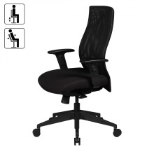 Bürostuhl in Schwarz aus Stoff - 65x65x113cm (LxBxH)
