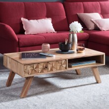 Couchtisch in Braun aus Korpus und Beine: Massivholz...