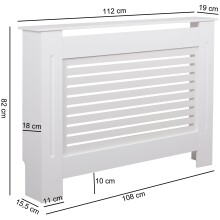 Heizungsverkleidung in Weiß aus MDF - 112x19x82cm (LxBxH)