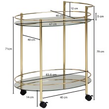 Servierwagen in Gold - 67x46x79 (LxBxH)