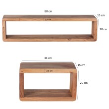 Wandregal (3er Set) in Braun - 80x15x20 (LxBxH)
