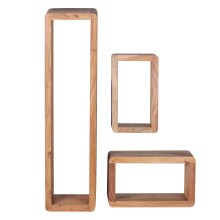 Wandregal (3er Set) in Braun - 80x15x20 (LxBxH)