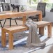 Sitzbank in Braun aus Massivholz Akazie - 140x35x45cm (LxBxH)
