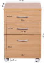 Rollcontainer in Braun - 40x45x60cm (LxBxH)