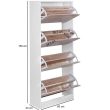 Schuhschrank in Weiß - 60x24x150cm (LxBxH)