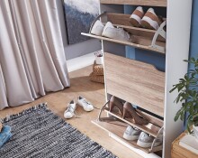 Schuhschrank in Weiß - 60x24x150cm (LxBxH)