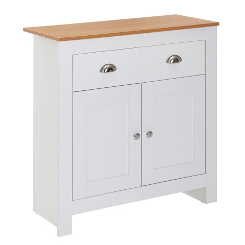 Sideboard >WL6.387< weiß mit 2 Schubladen / Türen - 79x81x34,5cm (BxHxT)