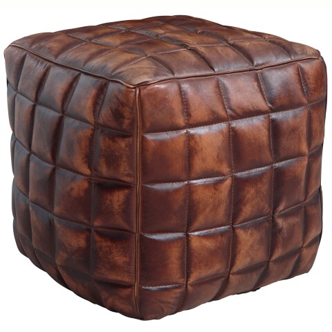Sitzwürfel in Braun aus Kompletter Hocker: Leder - 39x39x41cm (LxBxH)