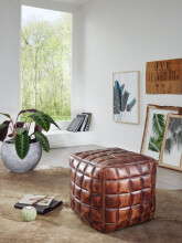 Sitzwürfel in Braun aus Kompletter Hocker: Leder - 39x39x41cm (LxBxH)
