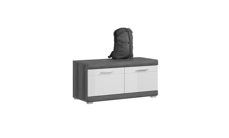 Sitzbank >Sandusky< in rauchsilber/weiß hochglanz - 90x44x40cm (BxHxT)