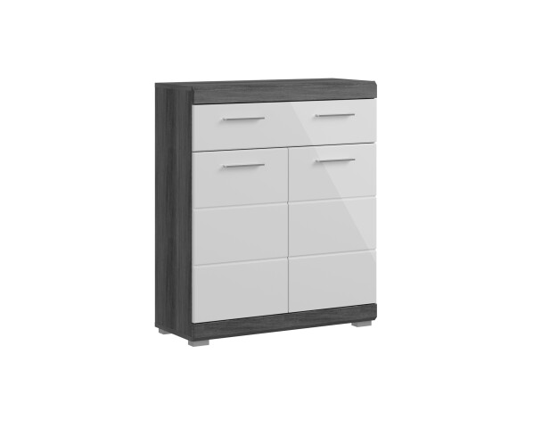 Unterschrank >Sandusky< in rauchsilber/weiß hochglanz - 74x88x31cm (BxHxT)