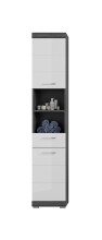 Hochschrank >Sandusky< in rauchsilber/weiß hochglanz - 37x191x31cm (BxHxT)