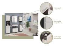 Badezimmer-Set >Sandusky< in rauchsilber/weiß hochglanz - 60x191x34cm (BxHxT)