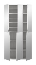 Garderobenschrank >Paterson< in weiß/weiß hochglanz - 91x193x34cm (BxHxT)