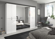 Drehtürenschrank >Paterson< in weiß/weiß hochglanz - 244x193x34cm (BxHxT)