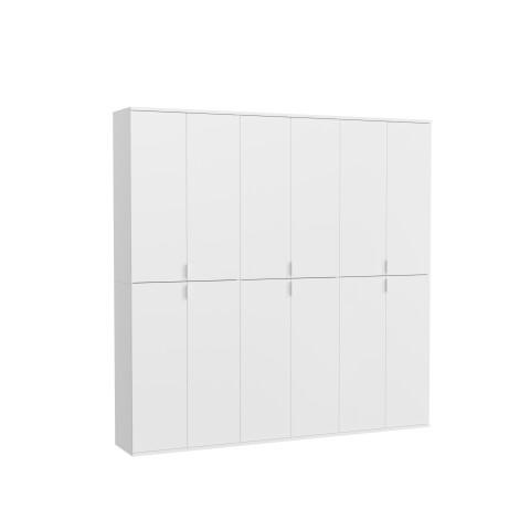 Garderobenschrank >Paterson< in weiß/weiß hochglanz - 183x193x34cm (BxHxT)