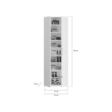 Garderobenschrank >Paterson< in weiß/weiß hochglanz - 183x193x34cm (BxHxT)
