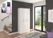 Garderobenschrank >Paterson< in weiß/weiß hochglanz - 61x193x34cm (BxHxT)