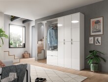 Garderobenschrank >Paterson< in weiß/spiegelglas - 61x193x34cm (BxHxT)