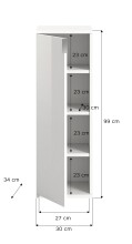 Kommode >Paterson< in weiß/weiß hochglanz - 30x99x34cm (BxHxT)