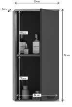 Hängeschrank >Mason< in nox oak/basalt grau - 37x77x24cm (BxHxT)