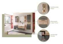 Hängeschrank >Mason< in nox oak/basalt grau - 37x77x24cm (BxHxT)