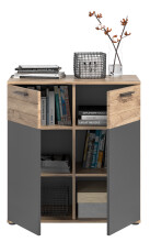 Kommode >Mason< in nox oak/basalt grau - 80x87x40cm (BxHxT)
