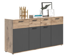 Sideboard >Mason< in nox oak/basalt grau - 180x87x40cm (BxHxT)