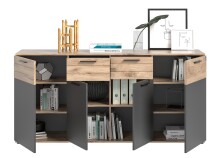 Sideboard >Mason< in nox oak/basalt grau - 180x87x40cm (BxHxT)
