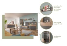TV-Board >Mason< in nox oak/basalt grau - 130x53x47cm (BxHxT)
