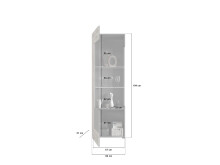 Vitrine >Fayetteville I< in grau/grau - 60x194x37cm (BxHxT)
