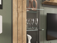 Vitrine >Fayetteville I< in grau/grau - 60x194x37cm (BxHxT)