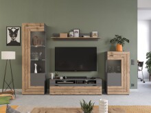Vitrine >Fayetteville I< in grau/grau - 60x194x37cm (BxHxT)