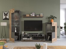 Vitrine >Fayetteville I< in grau/grau - 60x194x37cm (BxHxT)