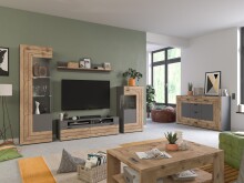 Vitrine >Fayetteville I< in grau/grau - 60x194x37cm (BxHxT)