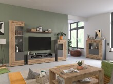 Vitrine >Fayetteville I< in grau/grau - 60x194x37cm (BxHxT)