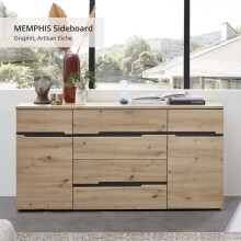 Sideboard >Meagan< in Artisan Eiche - 165x82x44cm (BxHxT)