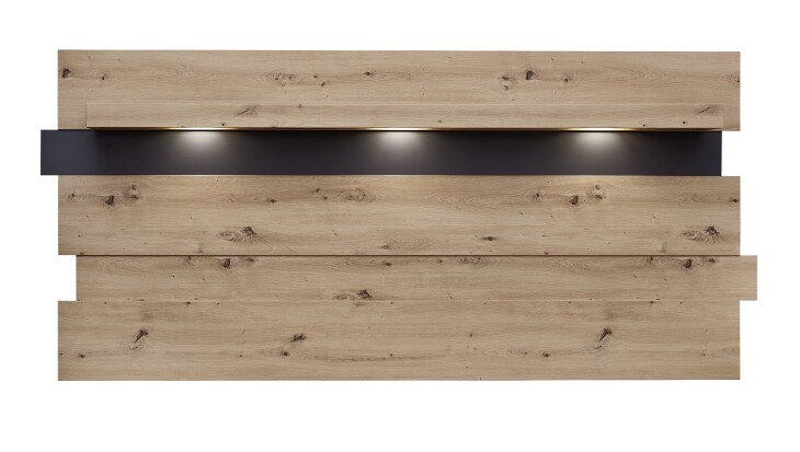 Wandregal >Meagan< in Artisan Eiche - 202x93x26cm (BxHxT)