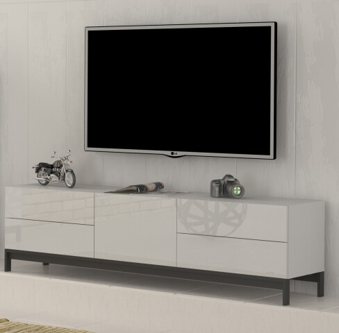 TV-Board >Mercogliano< in Weiß-Hochglanz - 170x47.7x40cm (BxHxT)