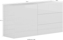 Kommode >Mercogliano< in Weiß Hochglanz - 110x60.5x40cm (BxHxT)