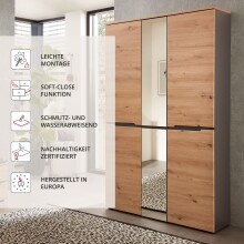 Garderobenschrank >Meagan< in Artisan Eiche - 105x192x38cm (BxHxT)
