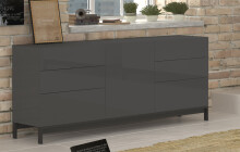Sideboard >Mercogliano< in Anthrazit Hochglanz - 170x73x40cm (BxHxT)