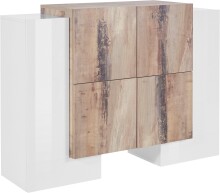 Highboard >Pinerolo< in Weiß-Hochglanz - 130x100x45cm (BxHxT)