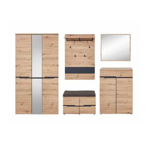 Garderoben-Set >Meagan< in Artisan Eiche - 295x192x38cm (BxHxT)