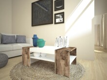 Couchtisch >Cesena< in Weiß-Hochglanz/Ahorn - 110x40x60cm (BxHxT)