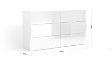 Kommode >Onda< in Weiß Hochglanz - 155.1x81.8x40cm (BxHxT)